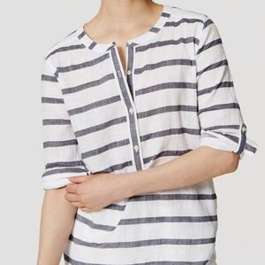 LOFT "The softened shirt", Henley, striped, size XS